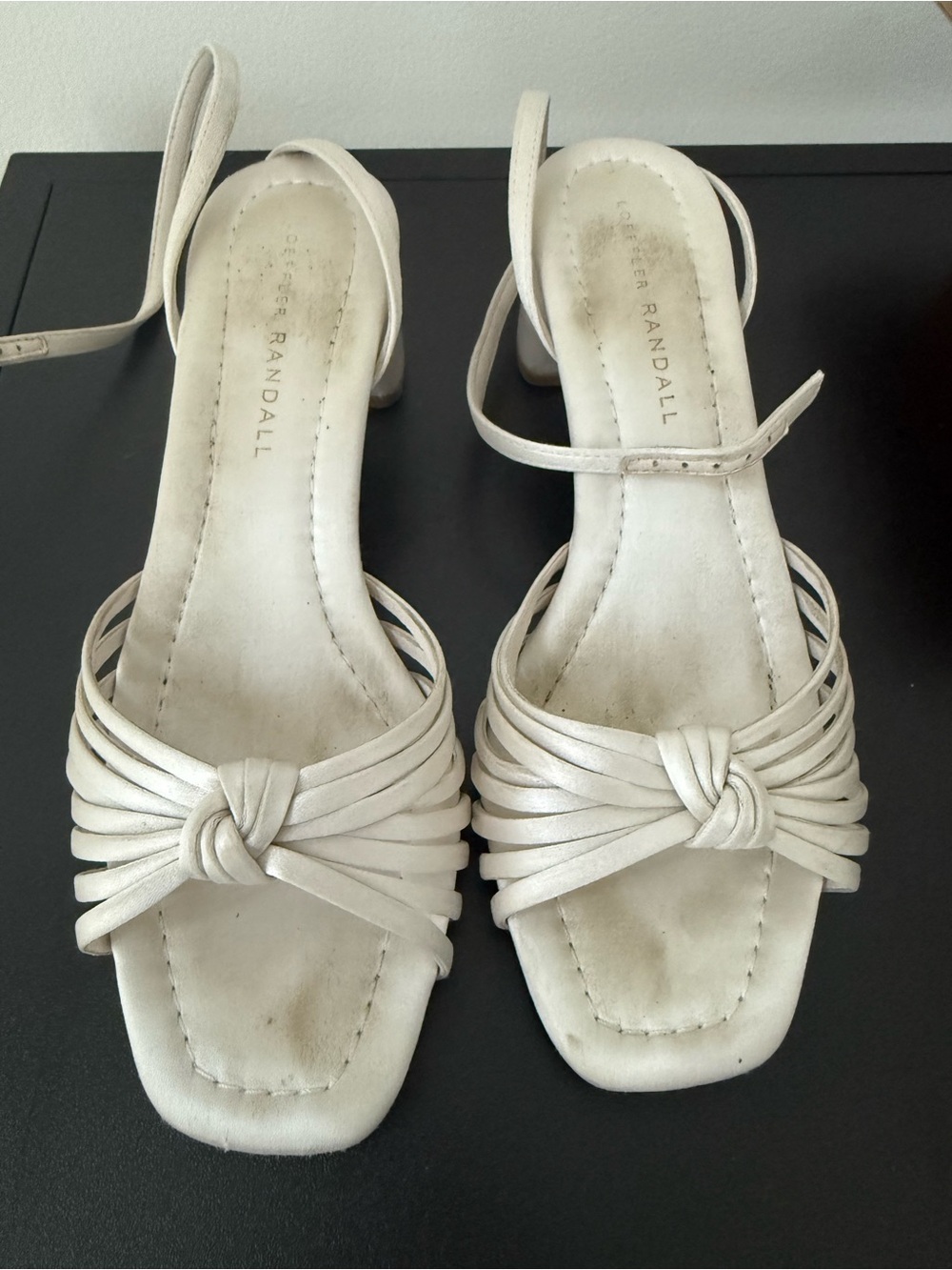 Loeffler Randall Cream Knotted Strap Slingback Heels